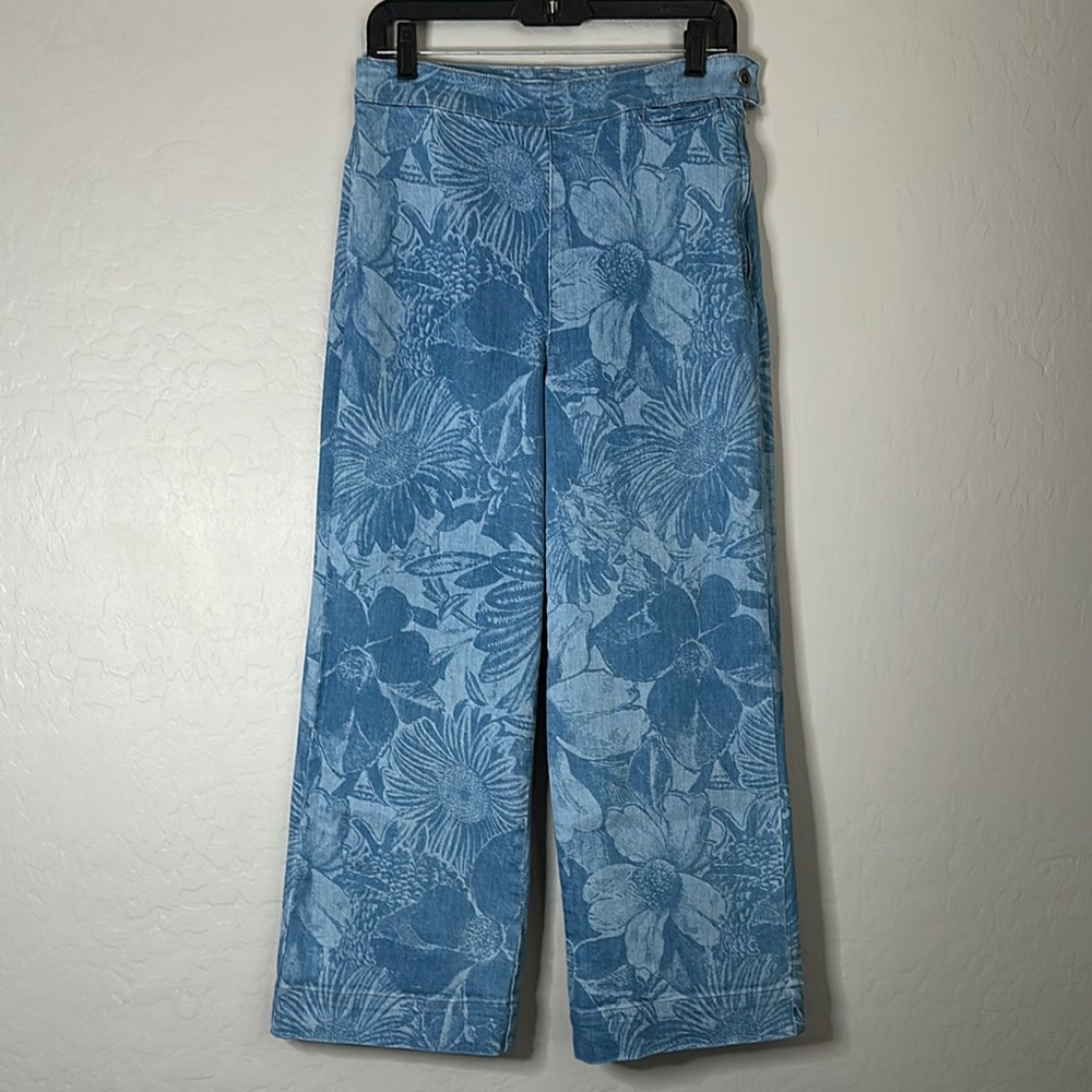 Anthropologie Pilcro The Skipper Side-Zip Cropped Floral Jeans - Picture 4 of 9